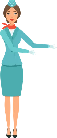 Air hostess welcoming guest  Illustration