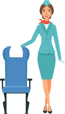 Air hostess welcoming guest  イラスト