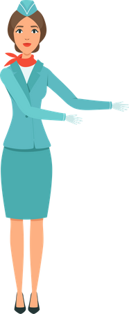 Air hostess welcoming guest  イラスト