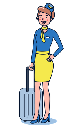 Air Hostess with Luggage Illustration