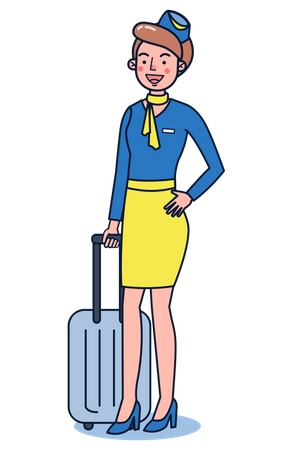 Air Hostess with Luggage  Illustration