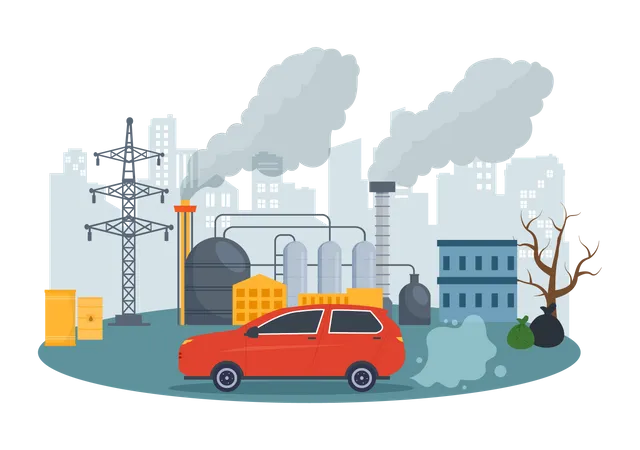 National Pollution Prevention Day Vector Illustration On 2 December For Awareness Campaign Factory Forest Or Vehicle Problems In Cartoon Background Illustration