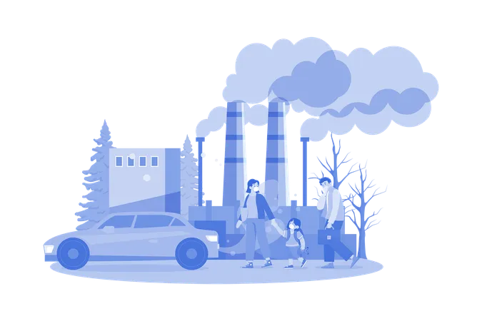 Air Pollution Illustration Concept On White Background 일러스트레이션