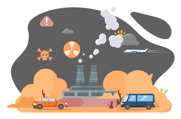 Air pollution and desertification  Illustration
