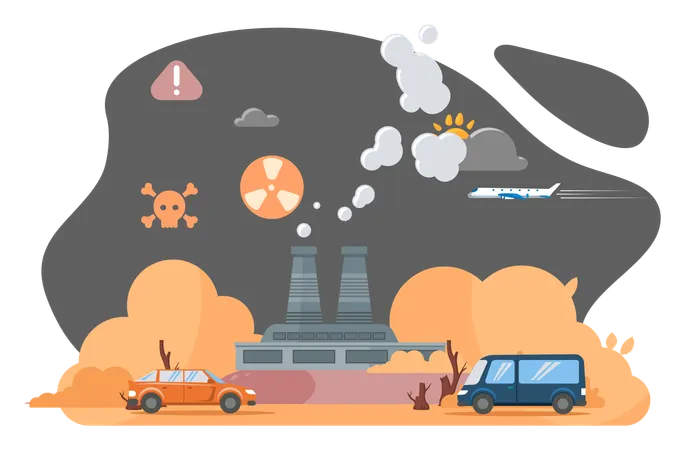 Air pollution and desertification  Illustration