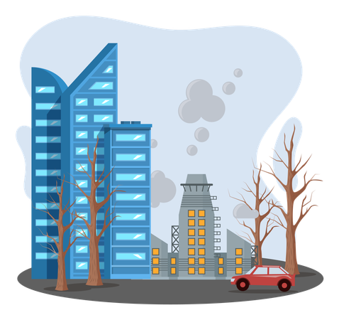 Air pollution and global problem  Illustration