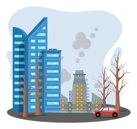 Air pollution and global problem  Illustration