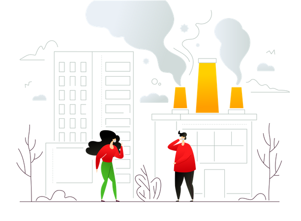 Air pollution  일러스트레이션