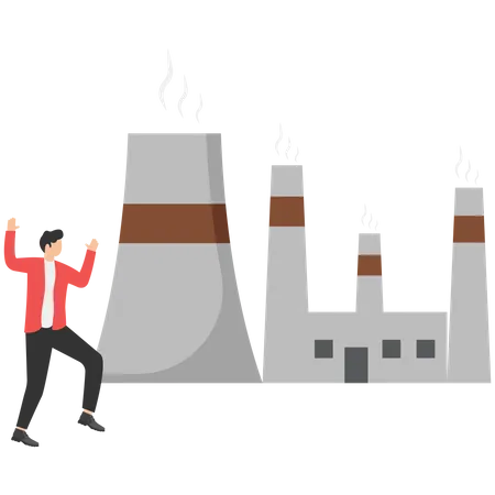 Air pollution increased due to industrial smoke  Illustration
