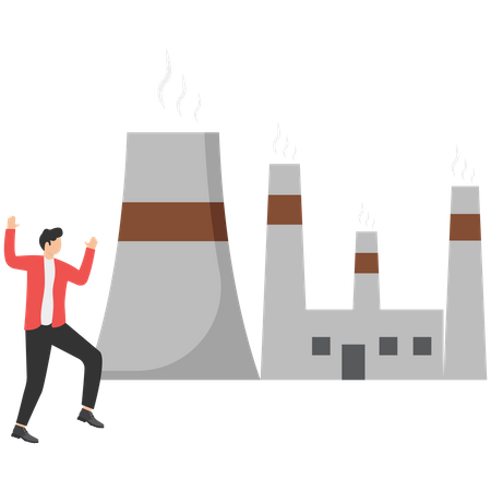 Air pollution increased due to industrial smoke  イラスト