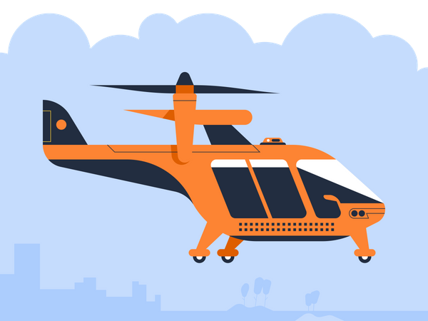 Air taxi drone or passenger quadcopter Illustration