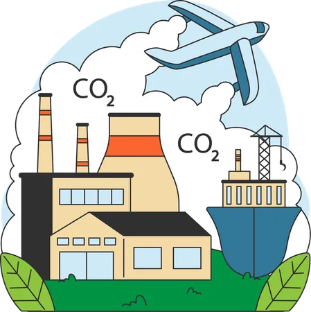 Air travel leads to air pollution  Illustration