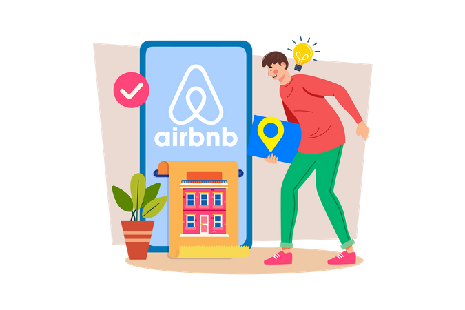 Airbnb host providing local recommendations and hospitality for guests  일러스트레이션