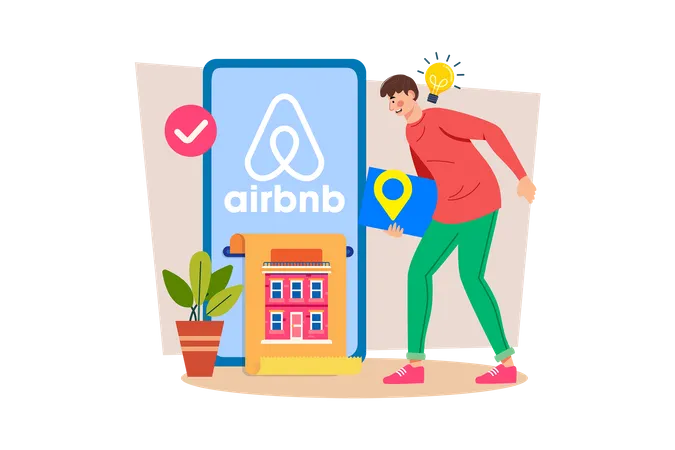 Airbnb host providing local recommendations and hospitality for guests  Illustration