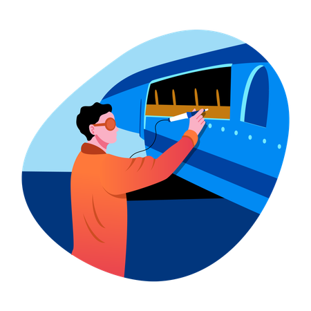 Aircraft engineer working on plane  Illustration