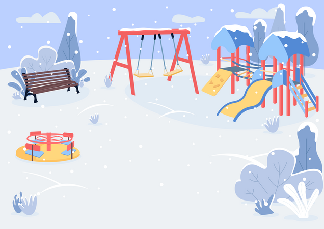 Aire de jeux dans le parc d'hiver  Illustration