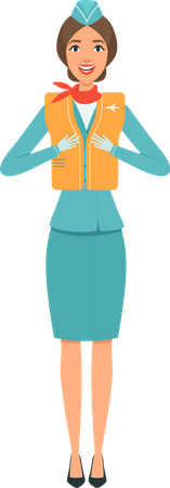 Airhostess Giving Instructions  Illustration