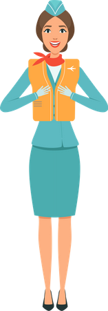 Airhostess Giving Instructions  イラスト