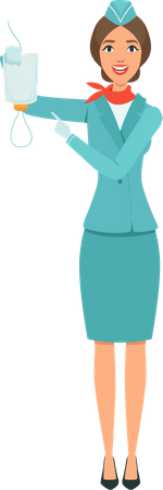 Airhostess Giving Instructions  イラスト