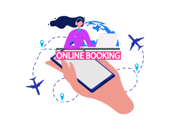Airline Company Services, Flight Tickets Booking Online Service  イラスト