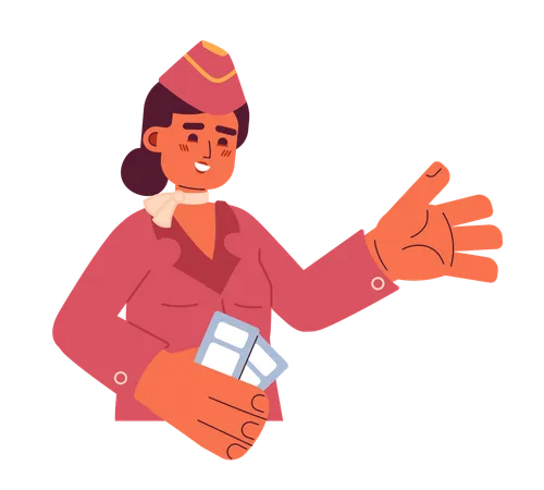 Airline flight attendant female indian  Illustration