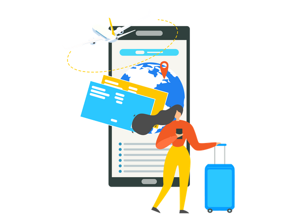 Airline Tickets Booking Online Service Illustration