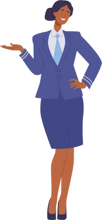 Airliner Stewardesses Flight Attendant Or Air Hostess Character Standing Isolated On White Background Vector Illustration Of Cartoon Beautiful Smiling Airline Staff Female Character In Blue Uniform Illustration