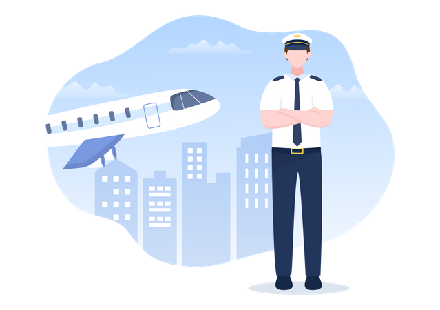 Airplane captain standing  Illustration