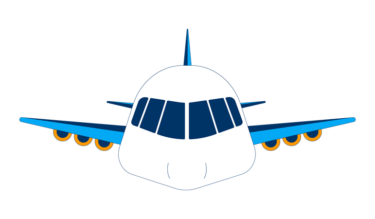 空を飛ぶ飛行機  イラスト