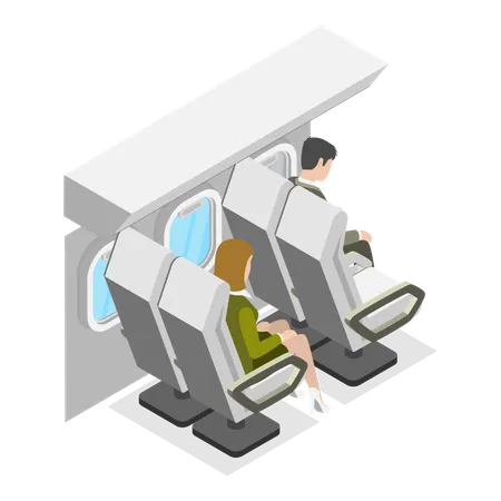 3 D Isometric Flat Vector Set Of Airplane Items And Scenes Inside Modern Plane Item 3 Illustration