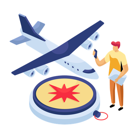 Airplane landing at airport ground  Illustration