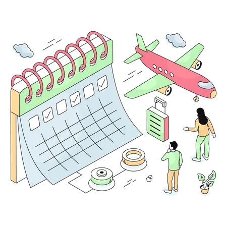 Airplane logistics scheduled on calendar  Illustration