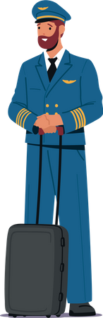 Airplane pilot with suitcase Illustration