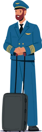 Airplane pilot with suitcase Illustration