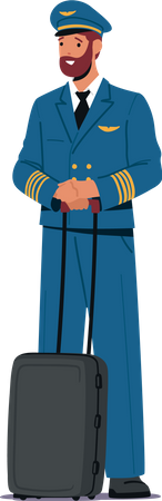 Airplane pilot with suitcase  Illustration