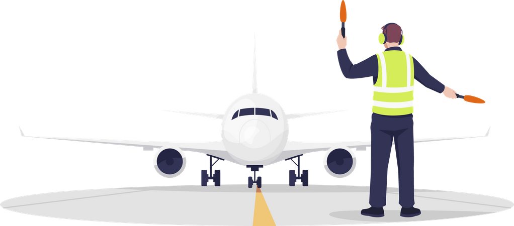 Airplane runway controller Illustration
