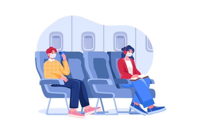 Airplane safe social distancing Illustration