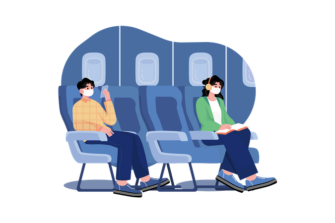 Airplane safe social distancing  Illustration