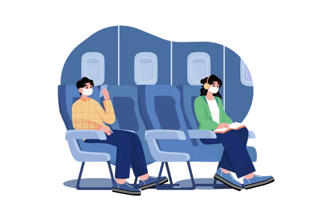 Airplane safe social distancing  Illustration