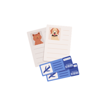 Airplane tickets and vaccination certificate  Illustration