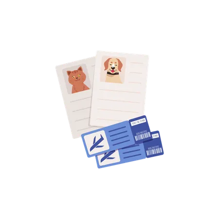 Airplane tickets and vaccination certificate  Illustration