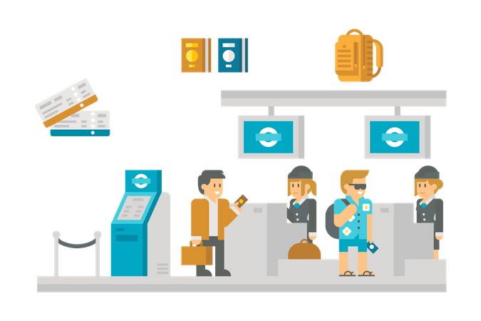 Airport Check-in Illustration
