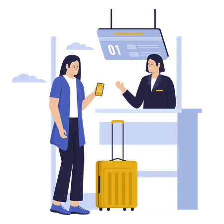 Airport Check in Illustration