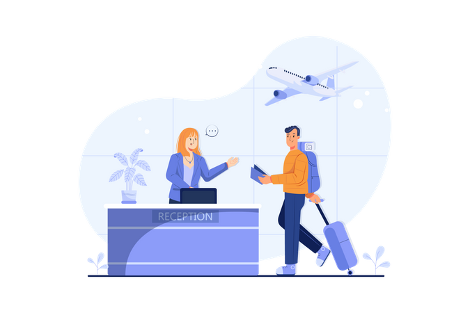 Airport check in counter Illustration