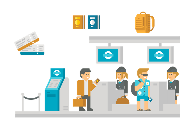 Airport Check-in  イラスト