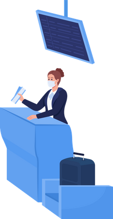 Airport control manager in mask Illustration