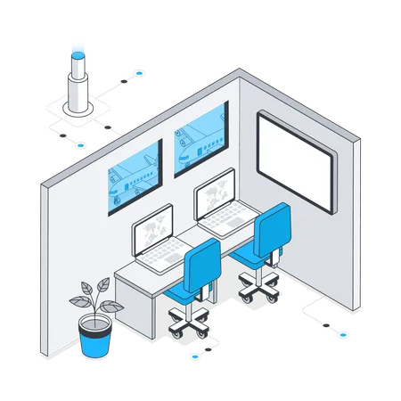 Airport control room  Illustration