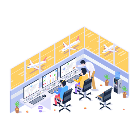 Airport control room Illustration