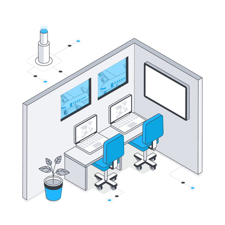 Airport control room Illustration