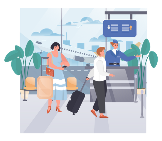 Airport Department Check In for Flight Registration  Illustration